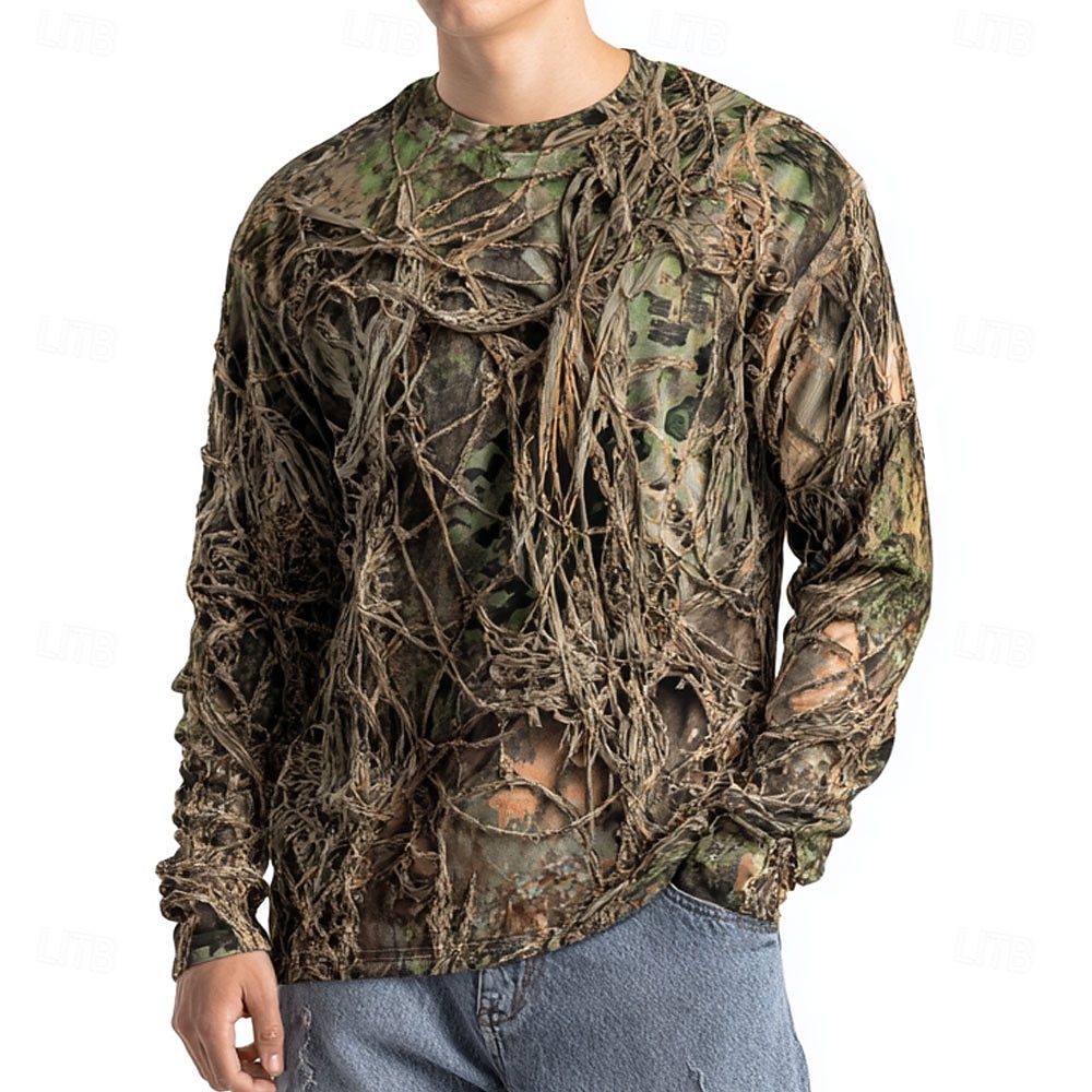 Outdoor Hunting Graphic Tees - Men's Camo Animal Print Long Sleeve,