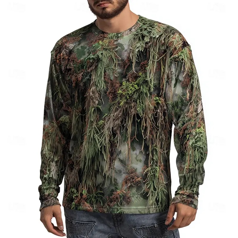 Outdoor Hunting Graphic Tees - Men's Camo Animal Print Long Sleeve,