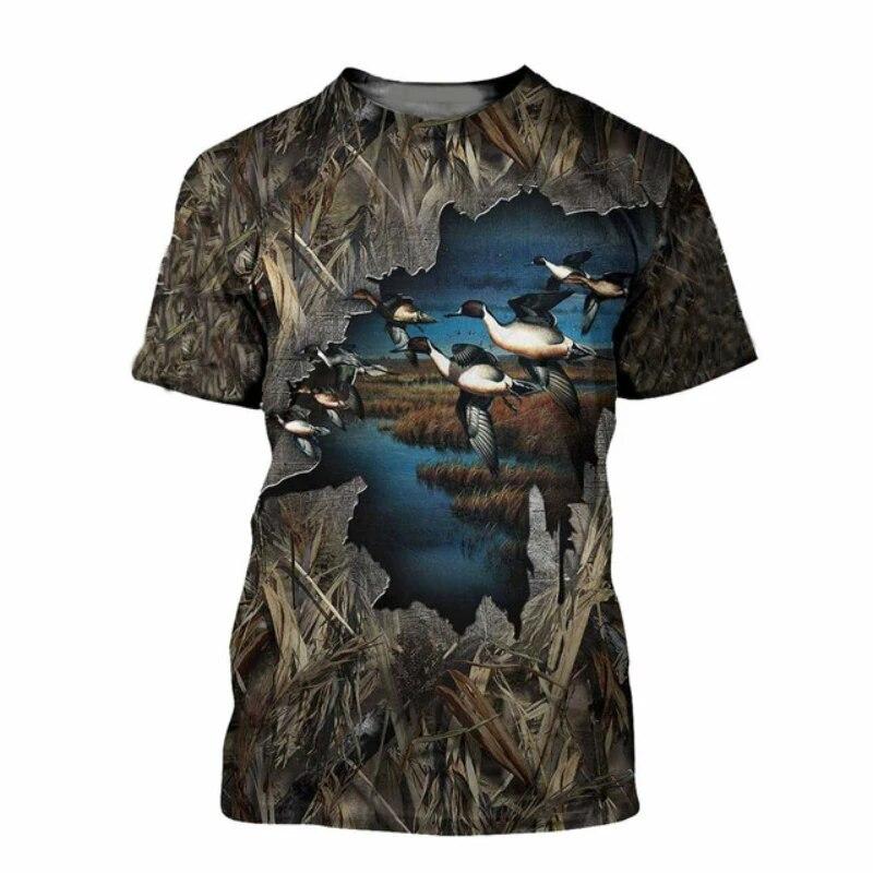 Outdoor Hunting Graphic Tees - Men Camo Duck Hunting 3D Print