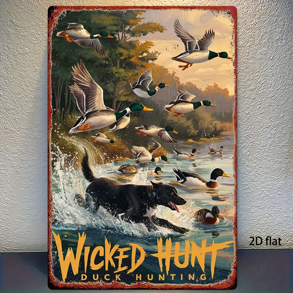 Wildman Hunting & Outdoor Robertson Photos - 2D Flat Vintage Hunting Duck Metal