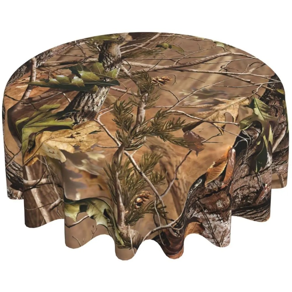Outdoor Hunting Table - Hunting Camo Round Tablecloth 60 Inch