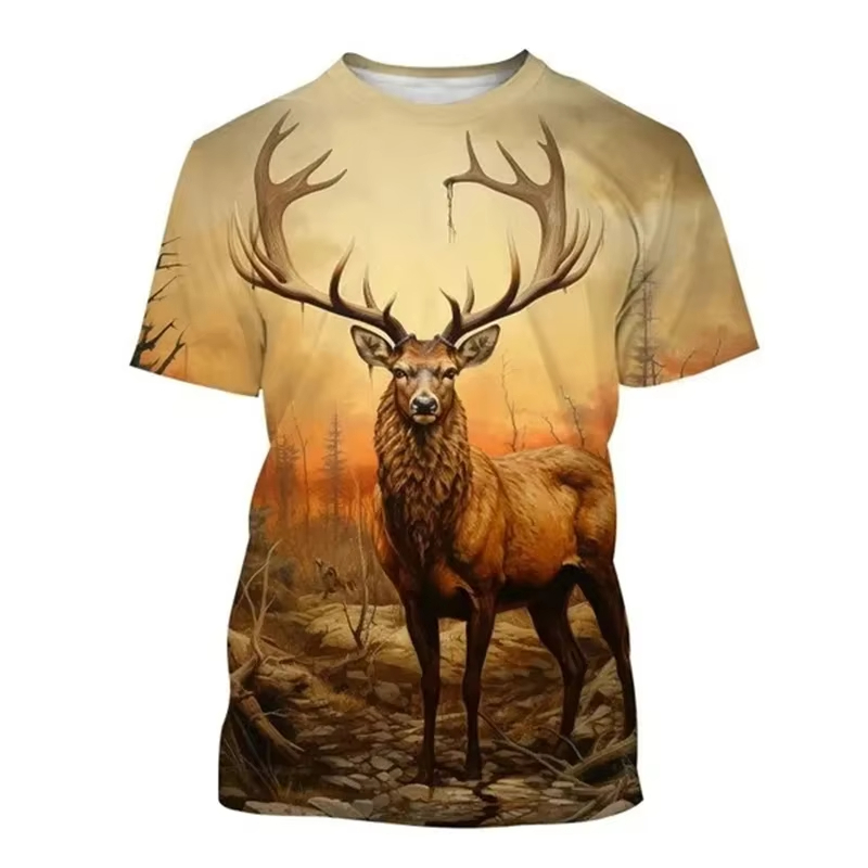 Deer 3D Printing T-shirt Funny - đánh giá và giá Outdoor Hunting Graphic Tees