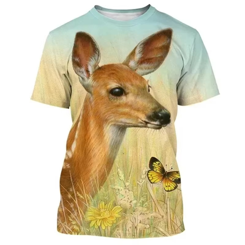 Deer 3D Printing T-shirt Funny - đánh giá và giá Outdoor Hunting Graphic Tees