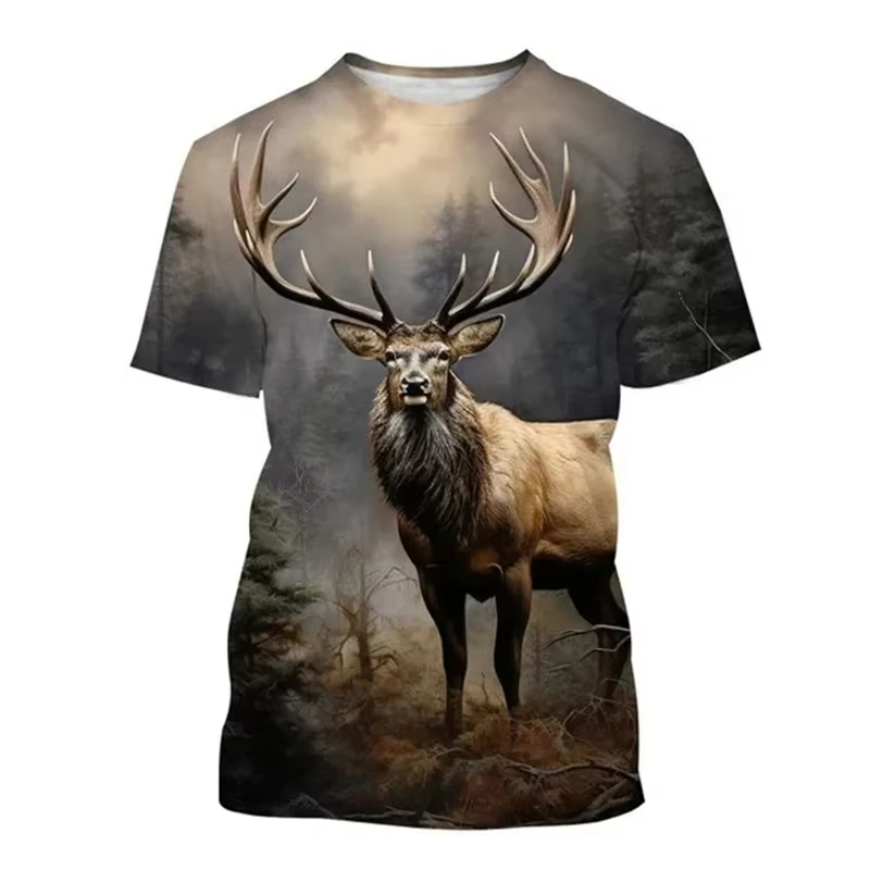 Deer 3D Printing T-shirt Funny - đánh giá và giá Outdoor Hunting Graphic Tees