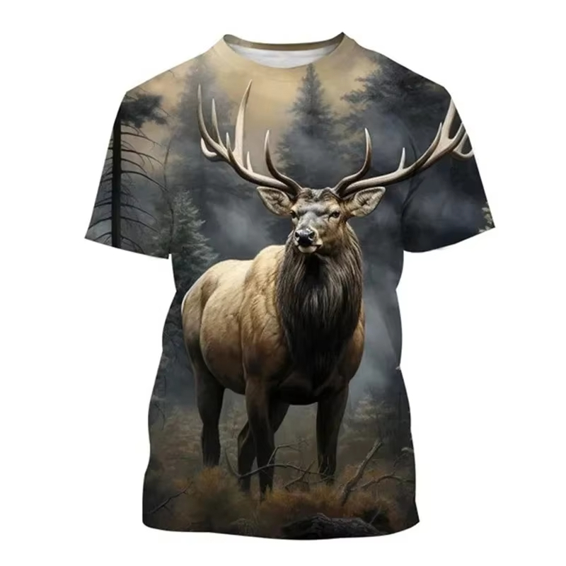 Deer 3D Printing T-shirt Funny - đánh giá và giá Outdoor Hunting Graphic Tees