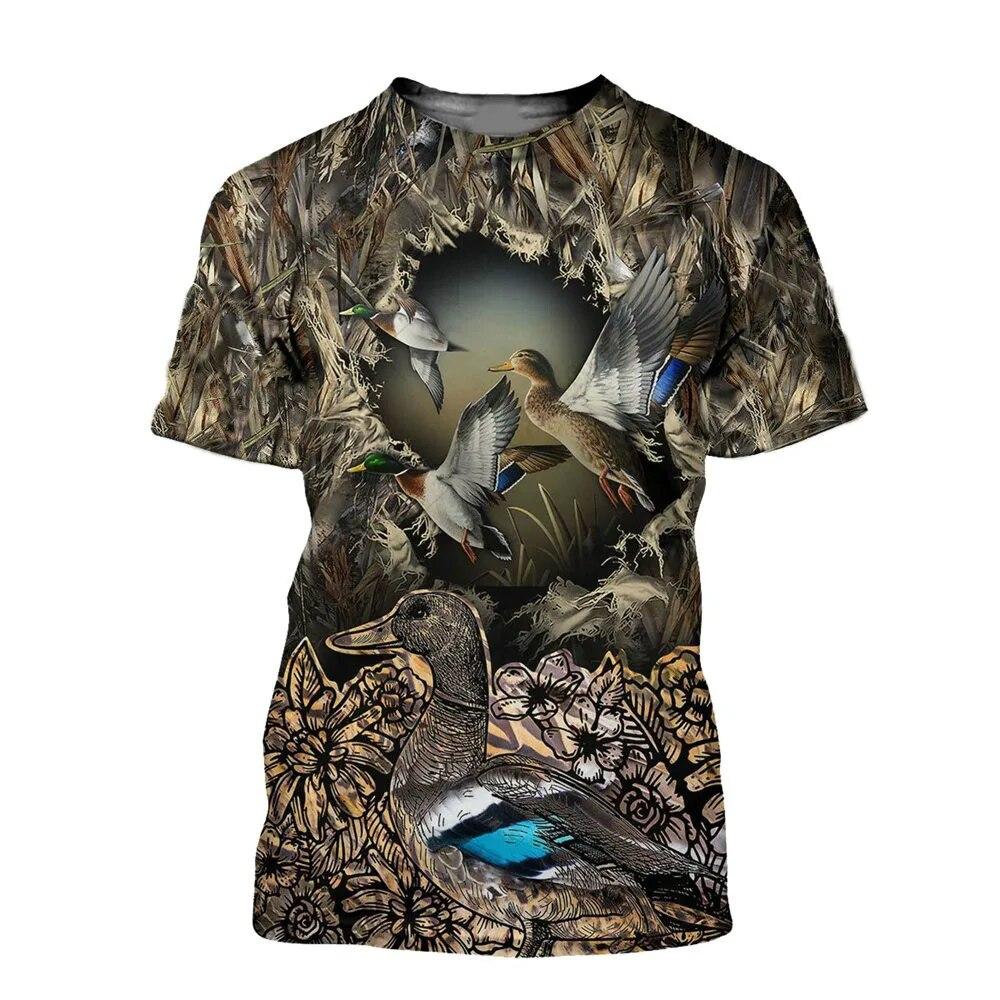 Men Camo Duck Hunting 3D Print - đánh giá và giá Outdoor Hunting Graphic Tees