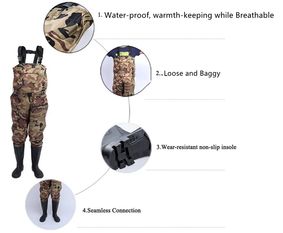 Camouflage Fishing Wading Pant - đánh giá và giá Outdoor Hunting Overalls